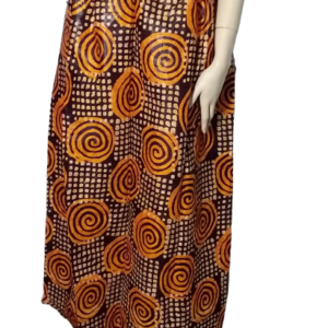 Lange Maxi Rok Brocade Bruin Oranje - L102 Taille 66-90cm