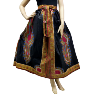 Maxi Afrikaanse Dashiki Rok Zwart Met Elastische Taille Band