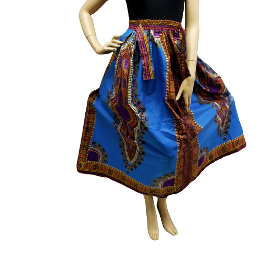 Dashiki Rok Blauw - L102 Taille 80-125cm - Afbeelding 2