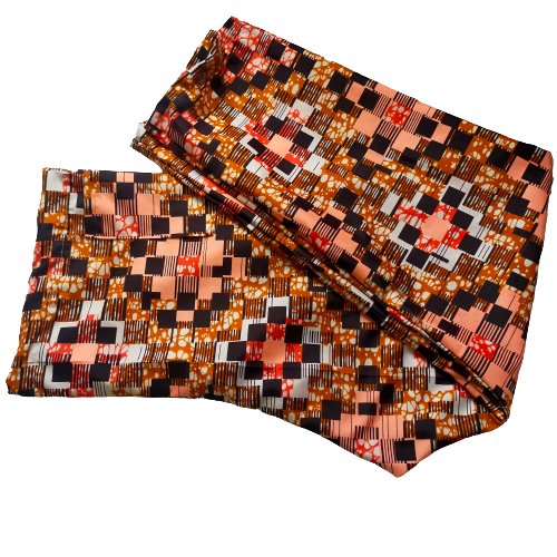 Ankara Broek Van Afrikaanse Stof Maat M met Zaak Orange Kleur