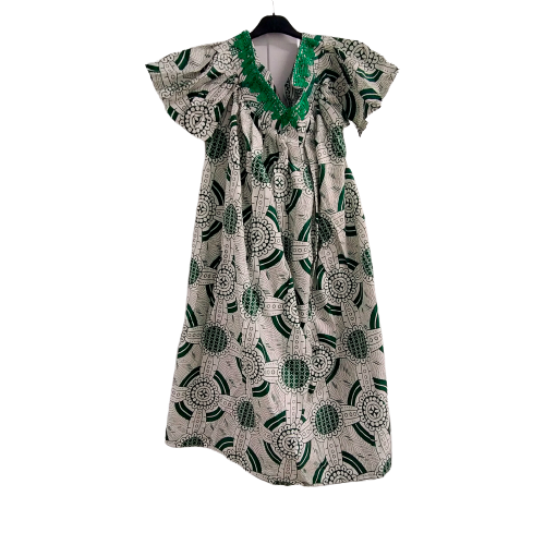 Lange Jurk Groen Wit Dentelle - Romantische Zomerjurk met Kantafwerking