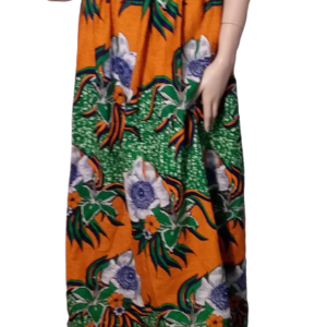 Maxi Rok Groen Oranje Bloemen - L102 Taille 88-105cm