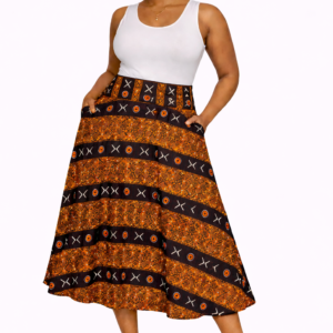 Uitlopende Maxi Rok Bruin - Guinee Stijl