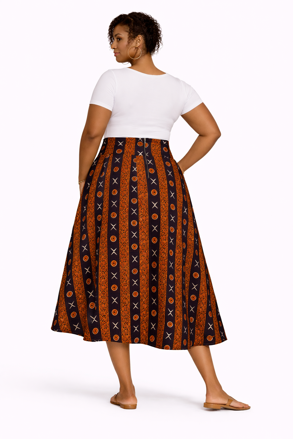 Uitlopende Maxi Rok Bruin - Guinee Stijl - Afbeelding 2