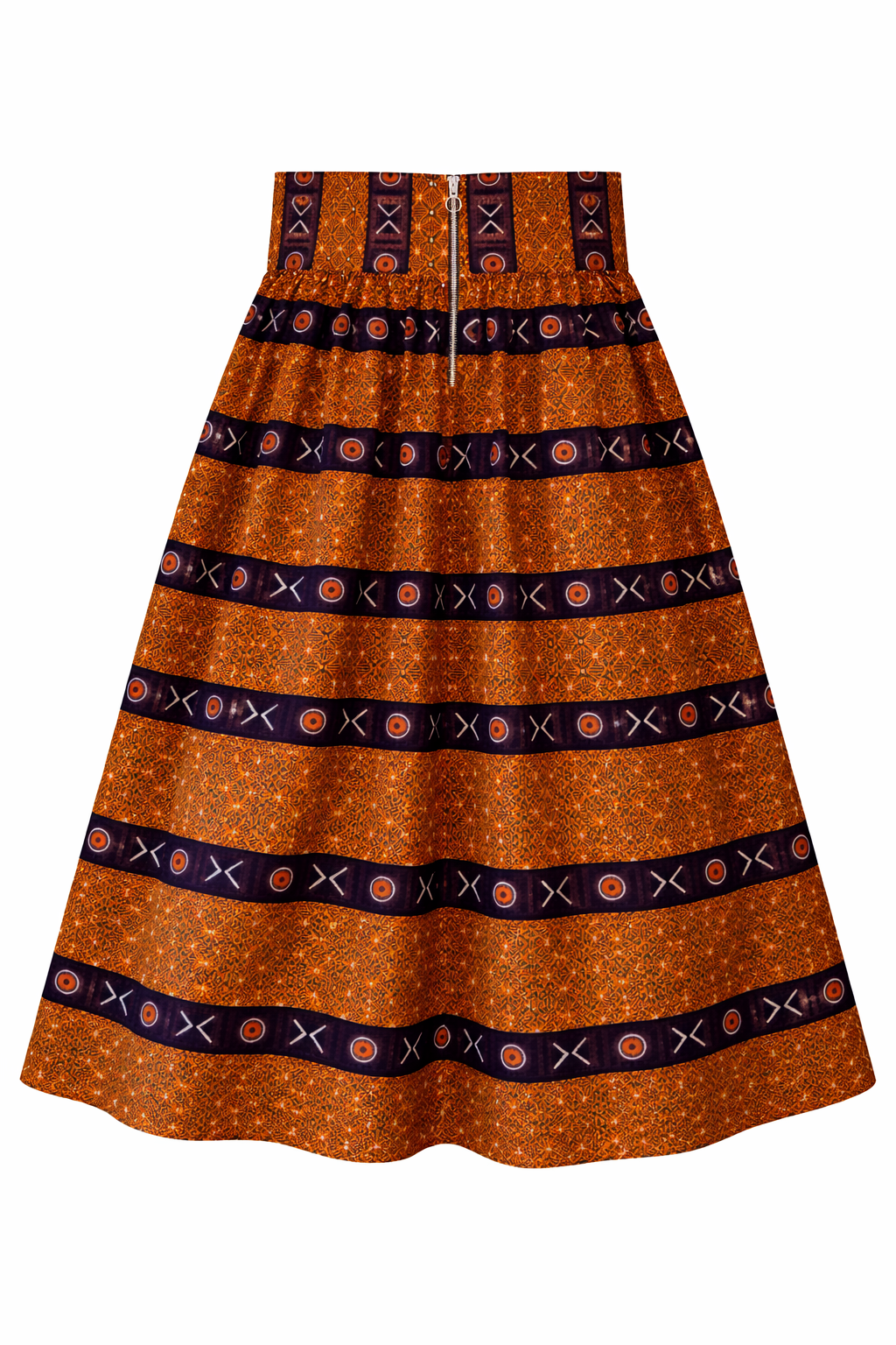 Geplooide Rok Maxi Bruin Guinee Stijl - Afbeelding 2