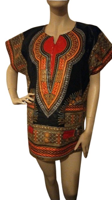 Dashiki Hemd Heren Zwart - 2 Zakken - Maat 7XL - L80 PTP82