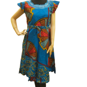 Lange Jurk Afrikaanse Stijl Blauw met Rits en Zak - Elegante Maxi Jurk voor Dames