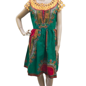 Dashiki Groene Jurk Ghanese Dress met Rits en Zak - Authentieke Afrikaanse Mode