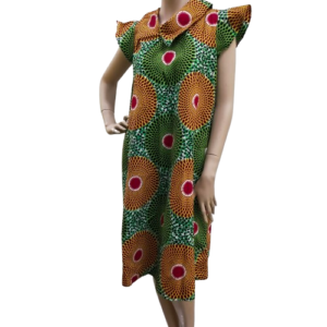 Mini Jurk Groen Rood - Kleurrijke Afrikaanse Zomerjurk voor Dames