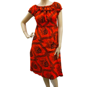 Dames Jurk Mini Orange Mingili - Elastisch Afrikaans Jurkje voor Dames