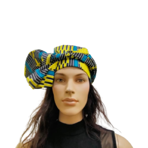 Hoofddoek Lichtblauw Geel - Kleurrijke Afrikaanse Headwrap