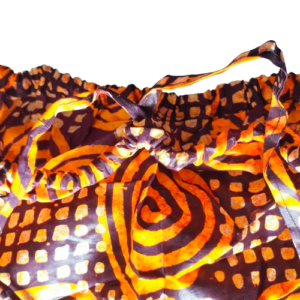 Gele Brocade lange broek met elastische band en koordsluiting voor dames