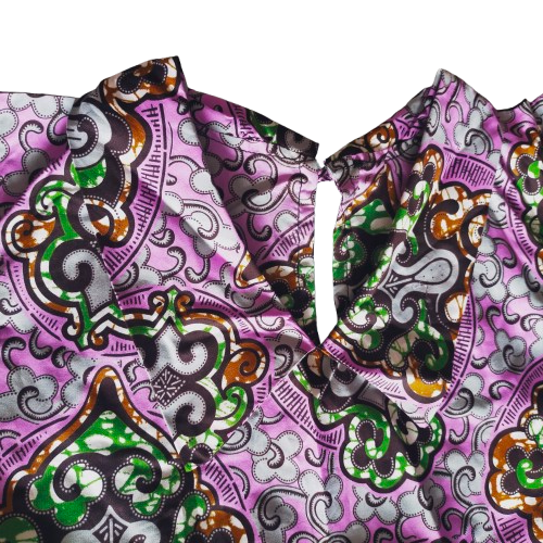 Paarse Jurk met Strik en Zak - Elegante Afrikaanse Mode voor Dames