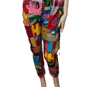 Multikleurige patchwork lange broek met Afrikaanse stoffen voor dames en heren (unisex)