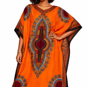 Kaftan Dashiki Jurk Oranje - Kleurrijke Afrikaanse Mode voor Dames