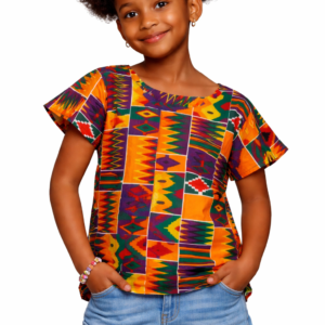 Kente Top Paars Meisjes - Afrikaanse Kinderkleding