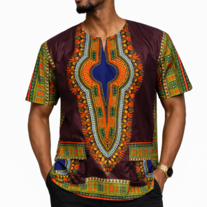 Heren Dashiki Bruin - Culturele Afrikaanse Kaftan - L76 PTP74