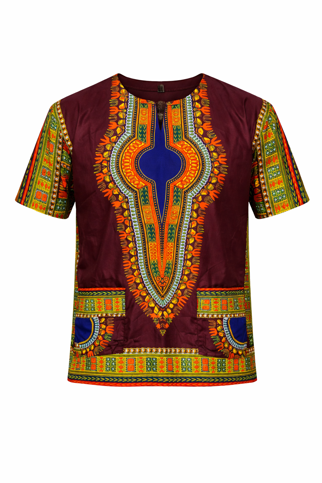 Heren Dashiki Bruin - Culturele Afrikaanse Kaftan - L76 PTP74 - Afbeelding 2