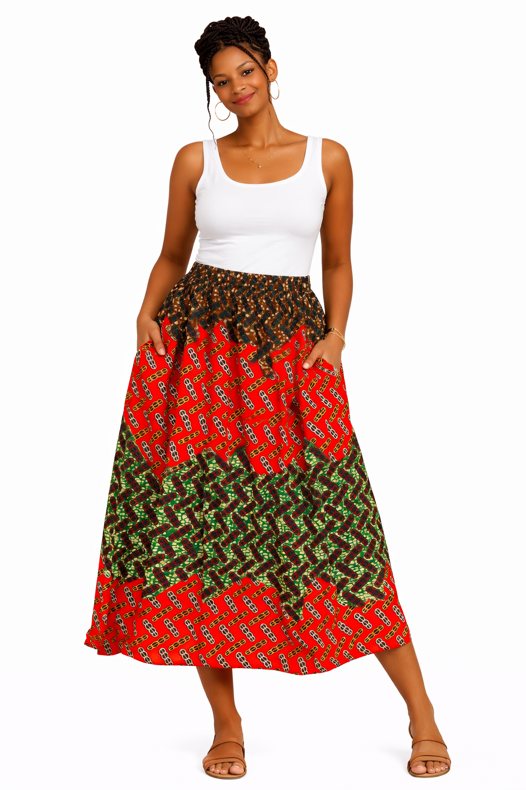 Rok 4 Kleuren Afrikaanse Mode - L102 Taille 94-120cm